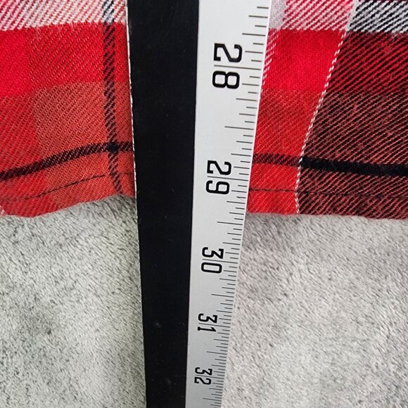 Womens Michael Kors Red & Black Plaid Blouse V-Neck Long Sleeve Size L - Picture 7 of 8